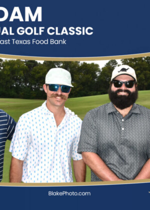 Branded four-player team photograph from the ETX ADAM Annual Golf Classic