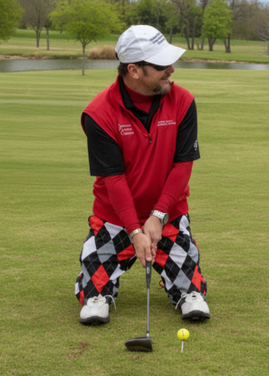 Trick shot golfer at golf tournament in Dallas-Ft. Worth